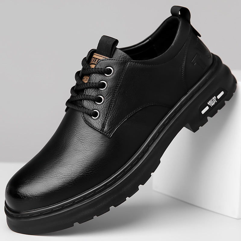 Autumn new arrivalmen handmade online business casual leather shoes men's retroworkwear big toe tie back soft bottom breathable leather shoes