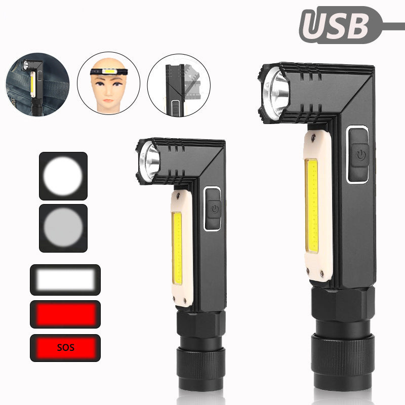 Cross-border LED strong light flashlight USB charging can be folded multifunctional magnetic inspection emergency work light
