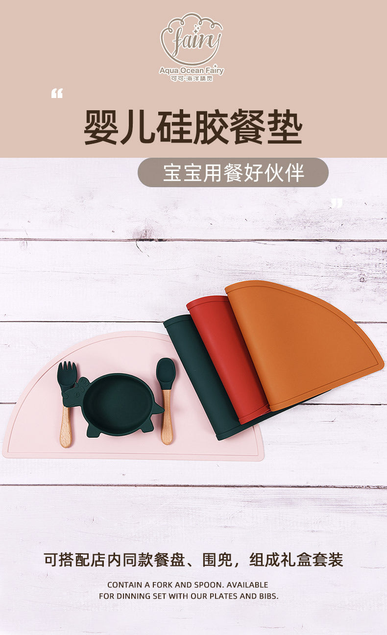 Customized solid color silicone children's placemats, durable student silicone placemats, anti-scalding, non-slip and heat-insulating silicone table mats