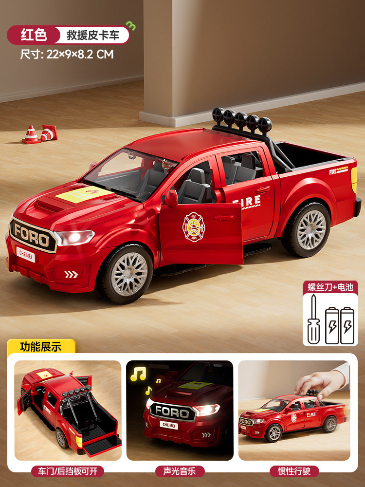 Kids' large police car, security pickup truck, swat rescue vehicle - sound & light musical toy car, realistic model