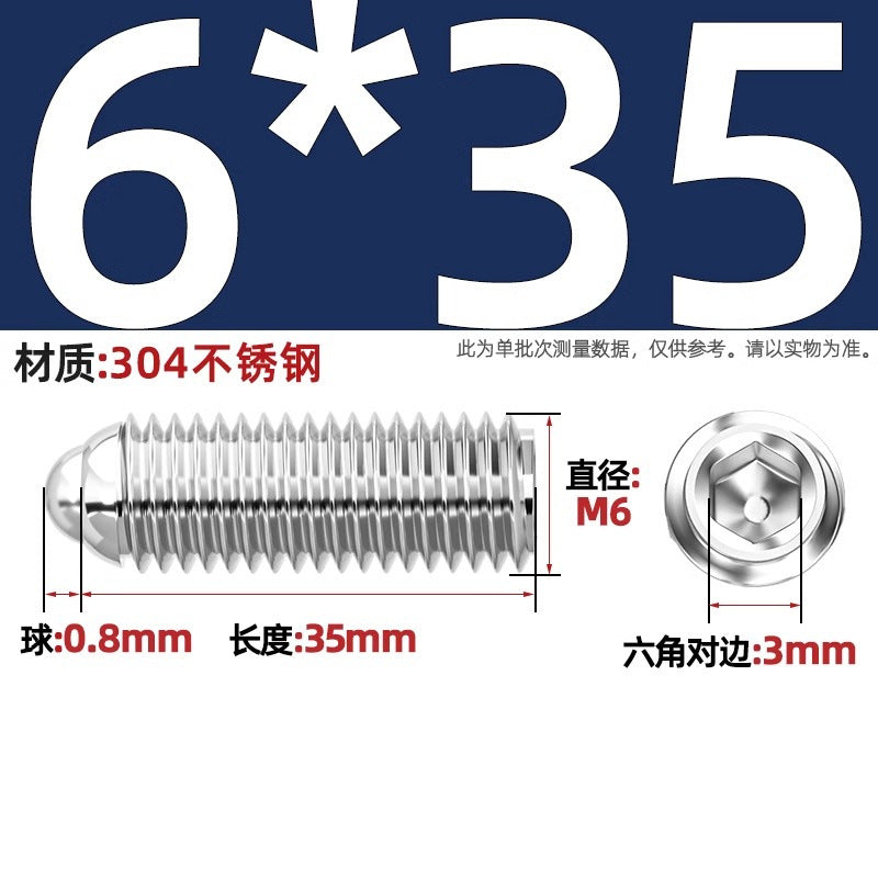 304 stainless steel/12.9 grade wave ball screw steel ball fastening spring ball head spring plunger ball glass positioning ball