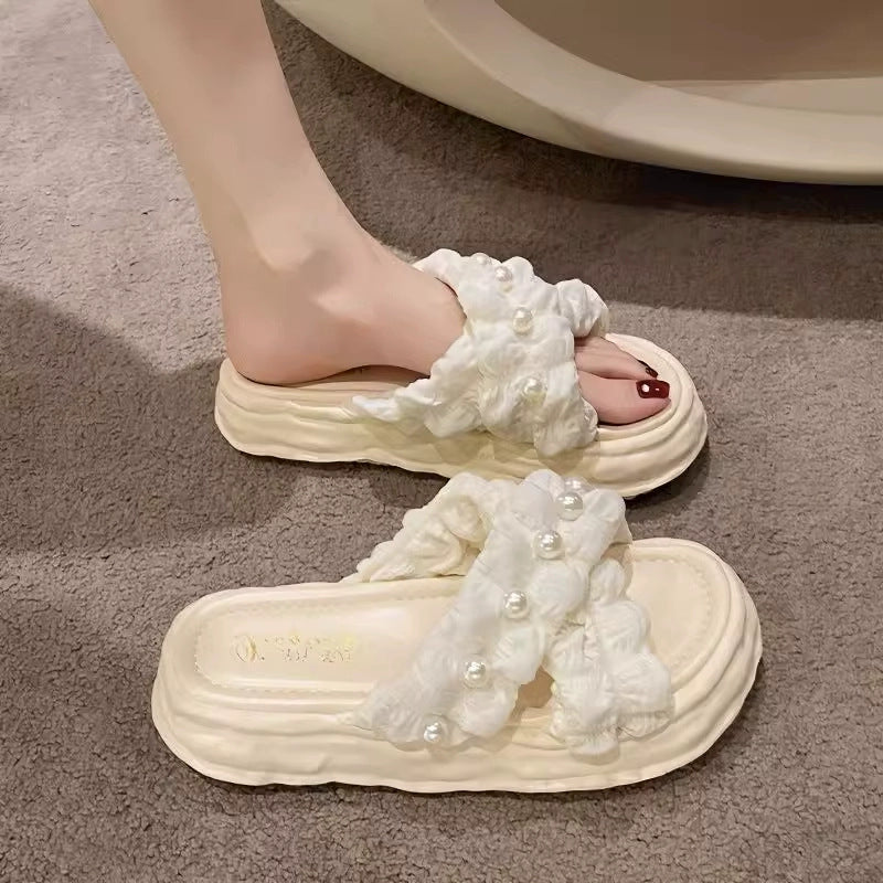 Fairy style sandals for women summer outwear 2025new arrival dissolved thick soleplatform shoes seaside vacation beach slippers ins