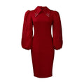 D307 european and american style women's spring/autumn long sleeve plus size bodycon beaded mesh panel commuter pencil skirt foreign trade dress
