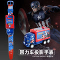 Kids' spider-man inertia pull-back car projector watch - luminous electronic watch gift for preschool and elementary school students