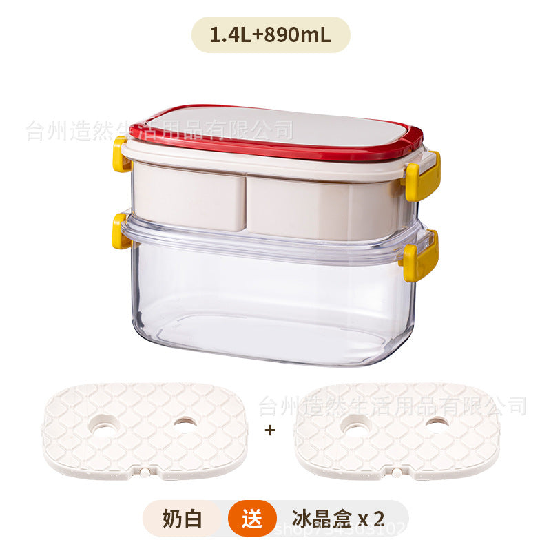 Portable fruit chilled crisper with filtered water outdoor camping picnic food sealed bento lunch box small refrigerator