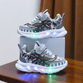 Cool boy  new led light-up shoes for ages 1-6, luminous leather t-rex casual sneakers