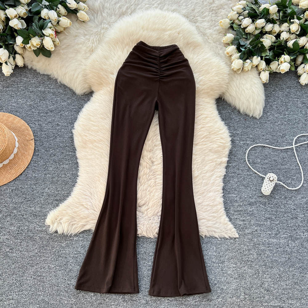 K-stylehigh waist pleated casual pants straight-leg pants for women springnew arrivalwork clothing silmslimming look to show leg lengtheasiest for matchpants