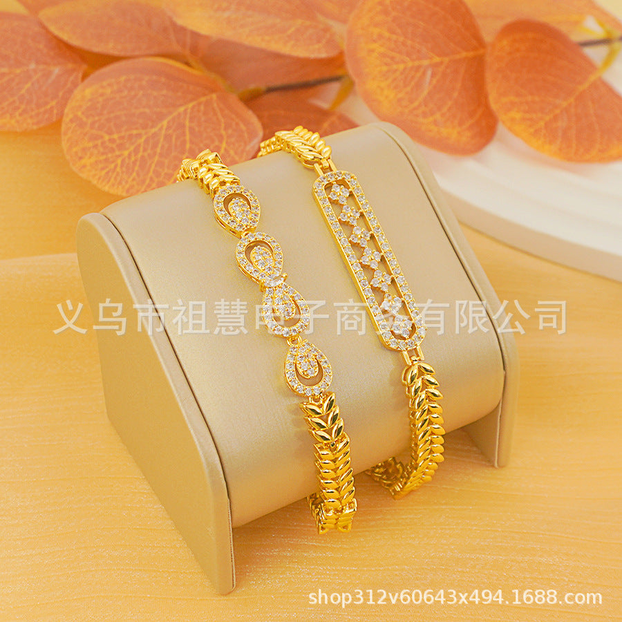 1pcs cross-border middle east directional trendy fashion luxury charm women's bow tie rectangular snowflake stylish bracelet