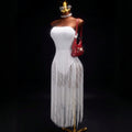 European and american summer women's sexy backless high-waisted bodycon bandeau tassel jumpsuit - beach style