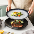 Japanese-style trendy ceramic steak plate - round dinner plate, western food plate, hotel-sized flat plate