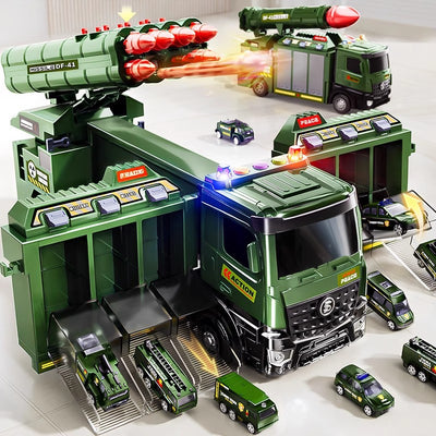 Kids' large military ejection car transforming track missile car parking tank alloy car boy toy ages 3-6