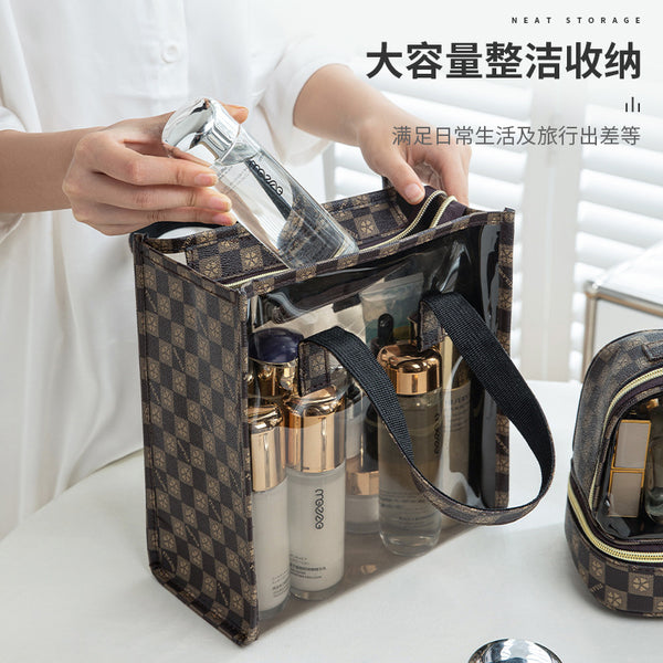 Yulang plaid cosmetic bag large capacity portable toilet bag waterproof swimming bag travel storage bag light luxury beach bag