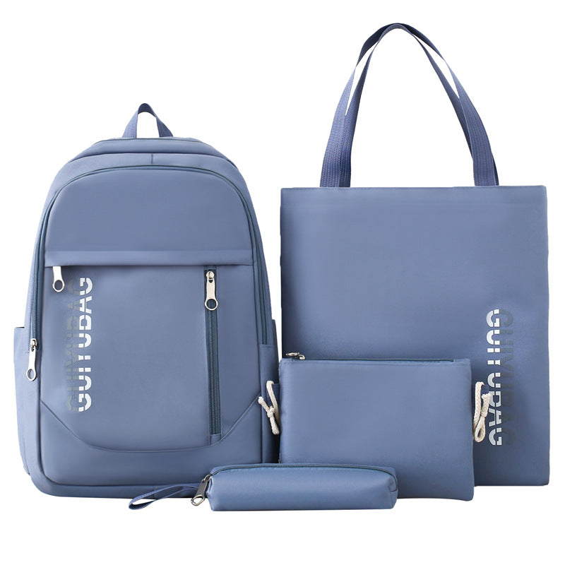 Primary and secondary school students schoolbag large-capacity bag simple solid color versatile backpack new fashion trend backpack