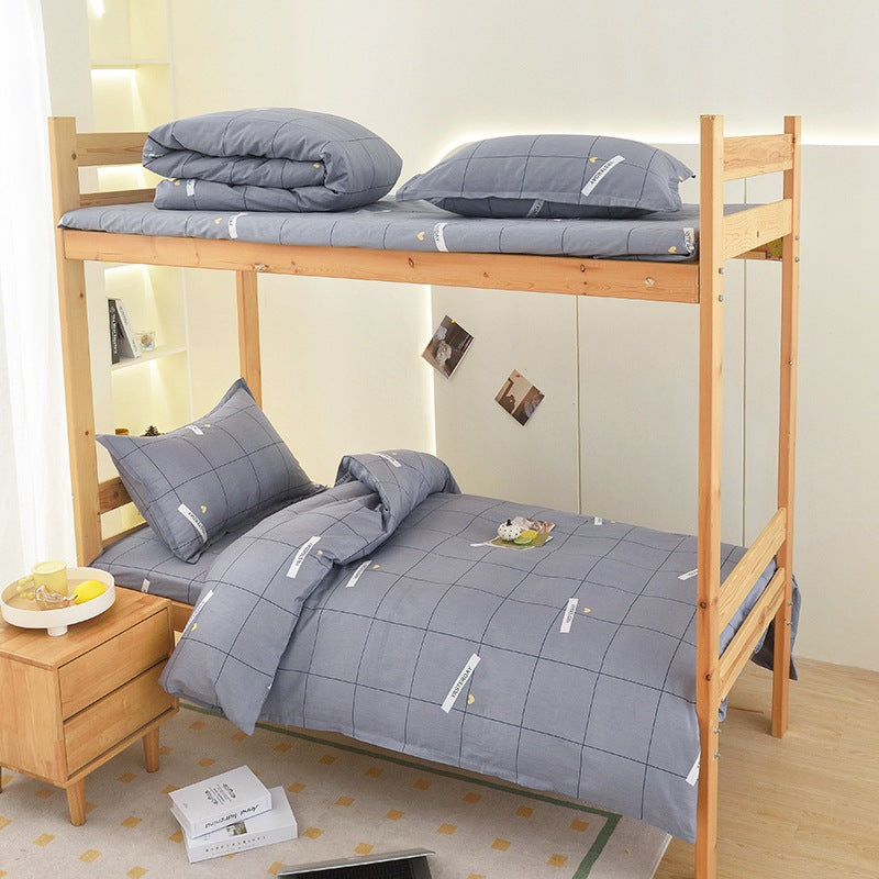 Student dormitory quilt cover three-piece bed sheet pure cotton single bed children's bed quilt cover simple four-season universal 3