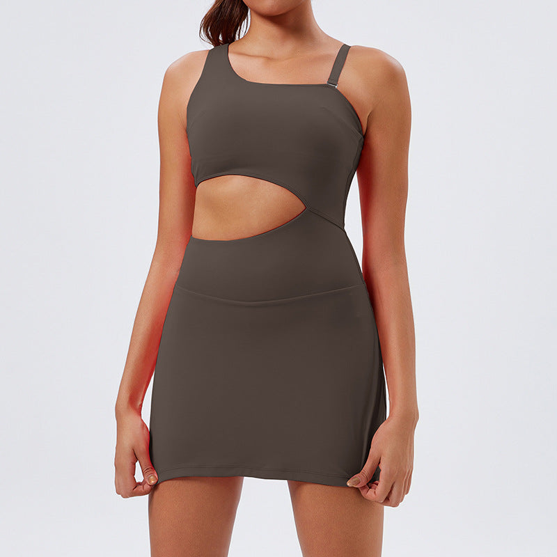Fashion tape sports dress women's running belt bottom pants fitness sports skirt pants tennis skirt fake two-piece summer