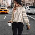 European and american cross-border women's apparel:  spring/autumn new collection - printed pullover cropped top with polka dot long sleeves