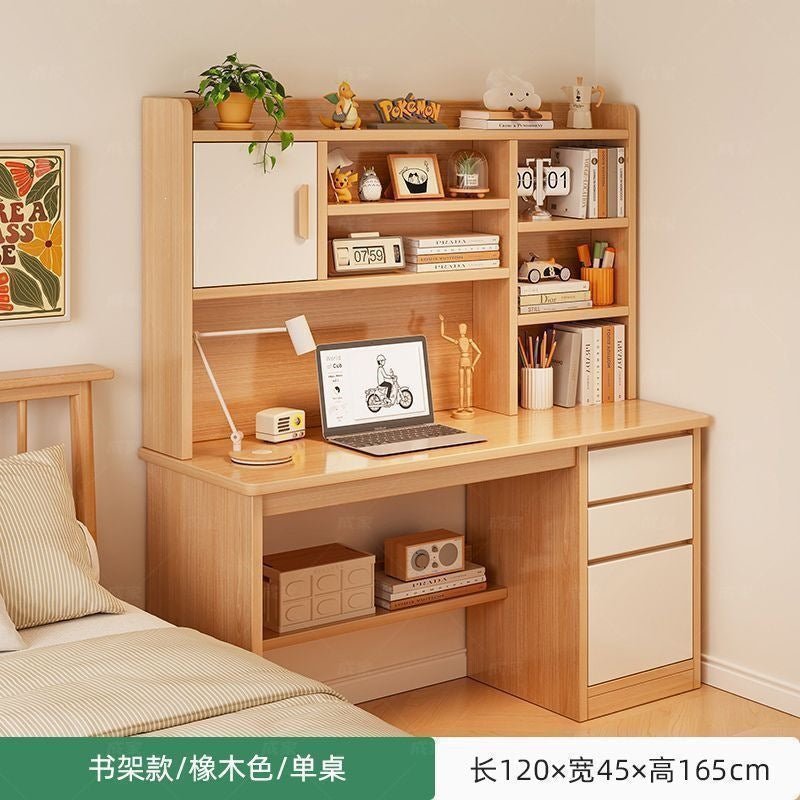 Nordic student desk with bookshelf - all-in-one home bedroom desktop computer desk - assembled study table for elementary school students - writing desk