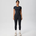 European and american nude feel compression quick-dry short sleeve yoga set - high waist, butt-lifting, outdoor training, running, and fitness activewear