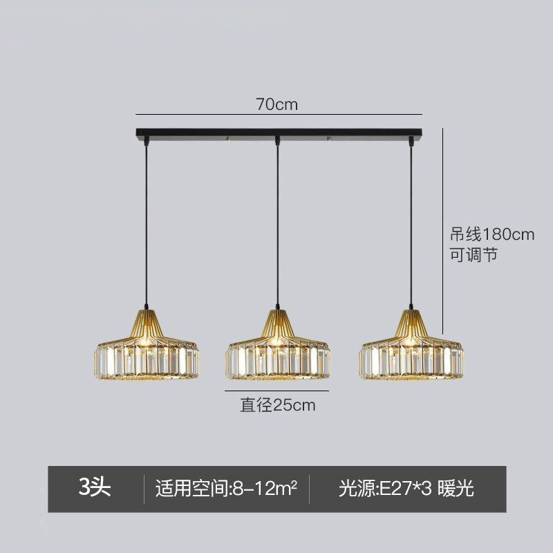 Modern minimalist bedroom bedside pendant light, simple bar counter entryway lighting, single-head suspension crystal chandelier
