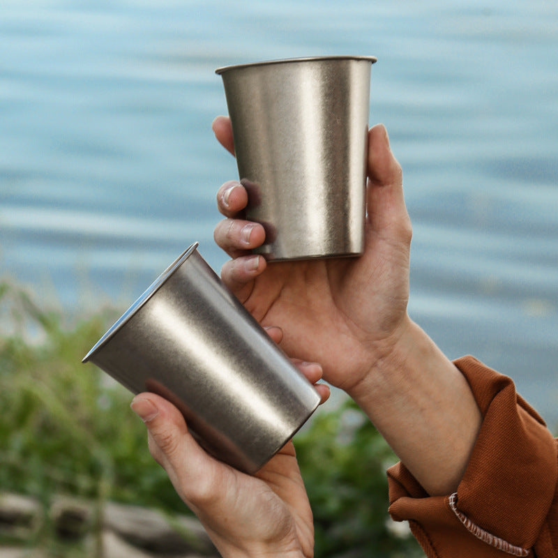 304 stainless steel outdoor beer mug - vintage coffee cup - industrial style cold drink tumbler - portable single-wall camping cup