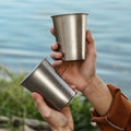 304 stainless steel outdoor beer mug - vintage coffee cup - industrial style cold drink tumbler - portable single-wall camping cup