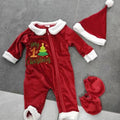 Newborn christmas onesie with hat and gloves