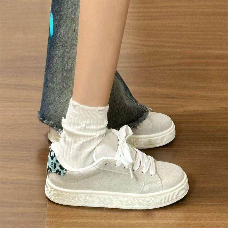 Gray retro leopard print bread shoes women's ins high-looking design casual shoes student party easiest for matchnew arrival sneakers