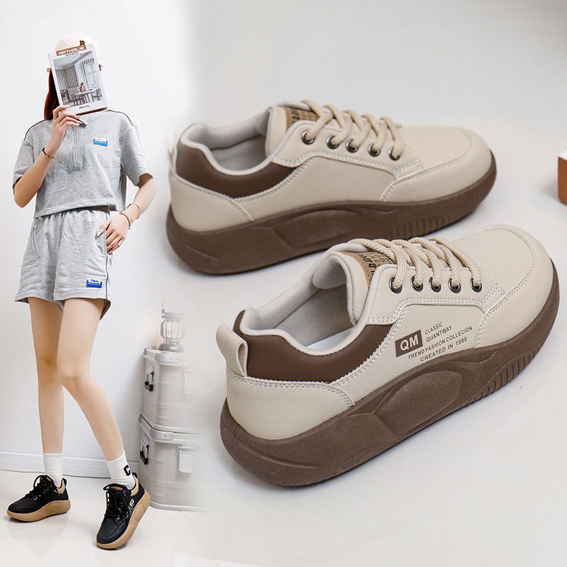 Xq5801 new 2025 spring casual sneakers, chunky sole height increasing shoes, korean style athletic women's shoes, student street style trend