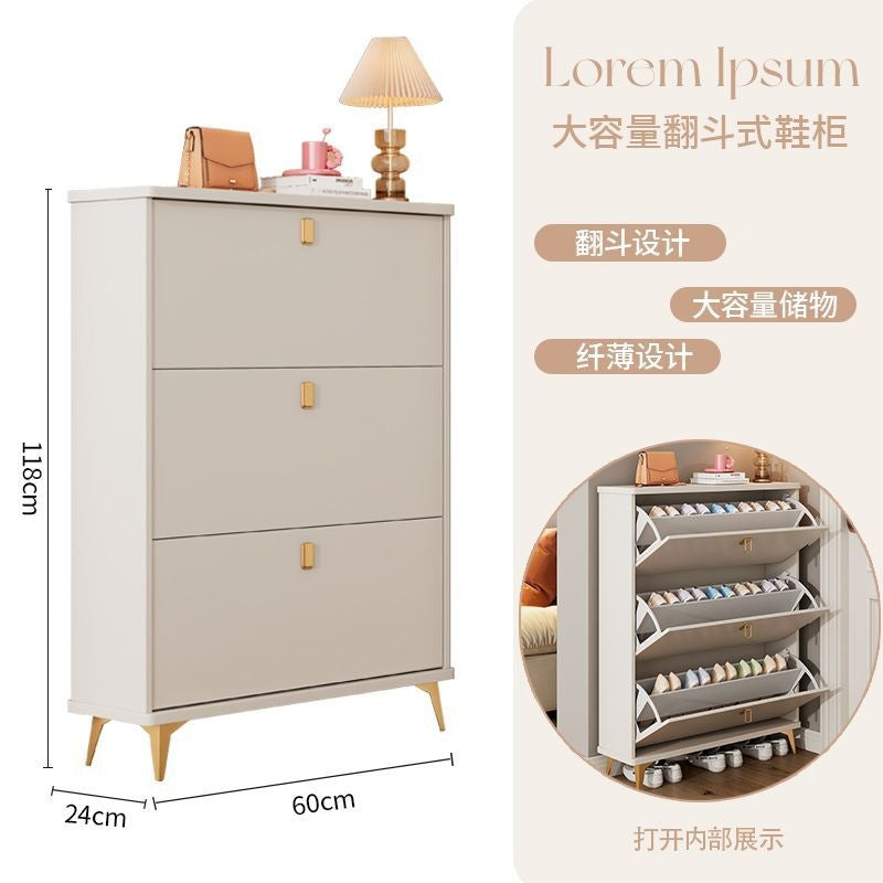 Tipping shoe cabinet solid wood for home door new arrival large capacity entrance cabinet small narrow shoe rack