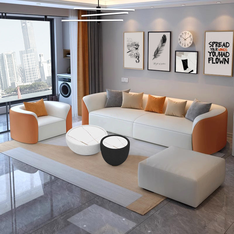 Meeting room/sales office negotiation table and chair set, light luxury clothing store/beauty salon solid wood frame leather sofa and coffee table