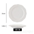 European-style pure white dessert plate, three-tier fruit platter, modern showroom display, creative embossed ceramic plate wholesale
