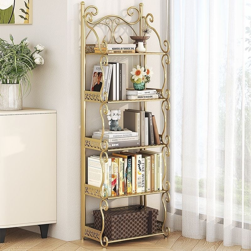 Installation-free bookshelf floor-standing multi-layer kids book storage rack simple bookshelf for home living room bedroom storage rack iron