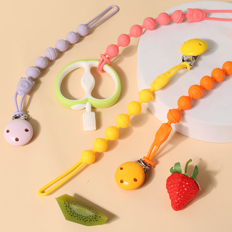Baby food grade silicone anti-drop chain gnawing tooth glue anti-drop bracelet beech anti-drop pacifier clip baby pacifier chain