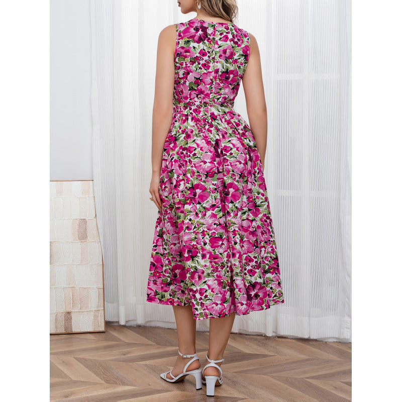 listing: new  women's elegant & stylish floral sleeveless dress