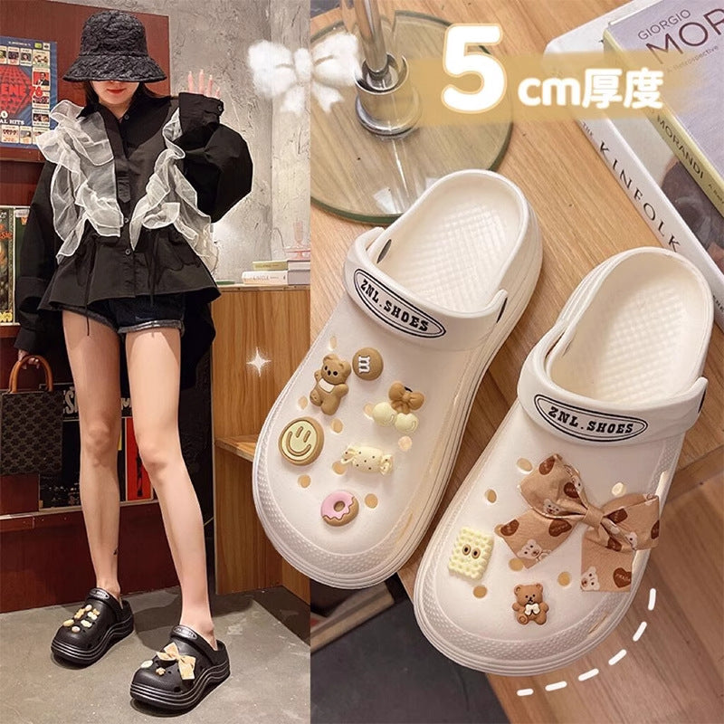 Thick sole crocs women's summer nurse heightenednon-slipsweet fairy style baotou sandals women's outwear ins trend