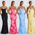 C7672 cross-border   fashion women's elegant sexy jacquard camisole party dress