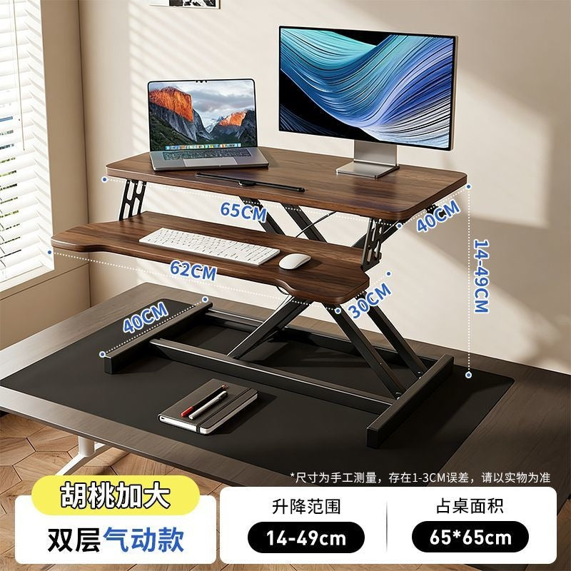 Adjustable height laptop desk with monitor stand for office workstation