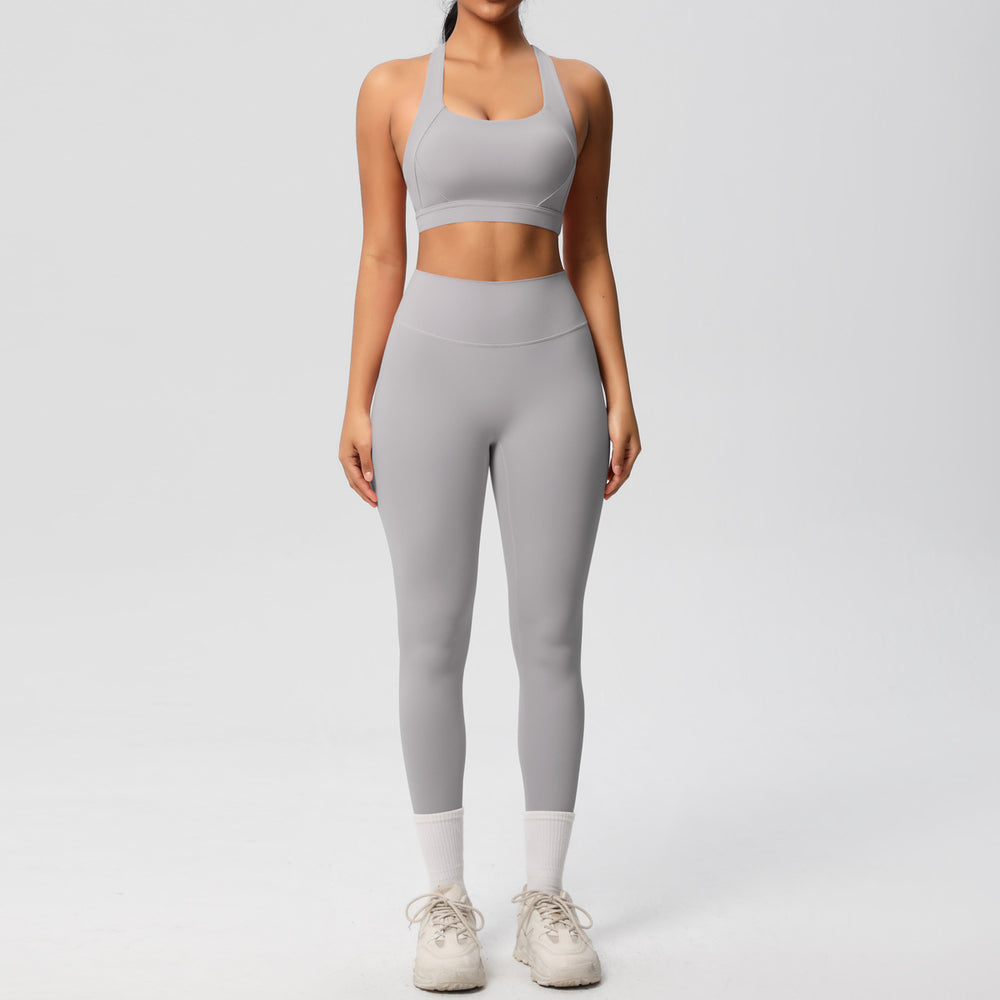 Cloud-feel brushed nylon quick-dry compression yoga set - high-intensity workout, outdoor running, training, and fitness apparel