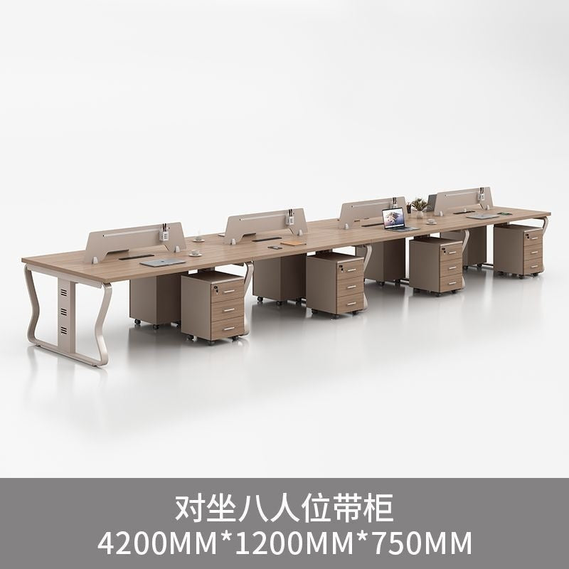 Computer desk and chair set - modern minimalist conference table for meetings, partitioned multi-person office desk for employees