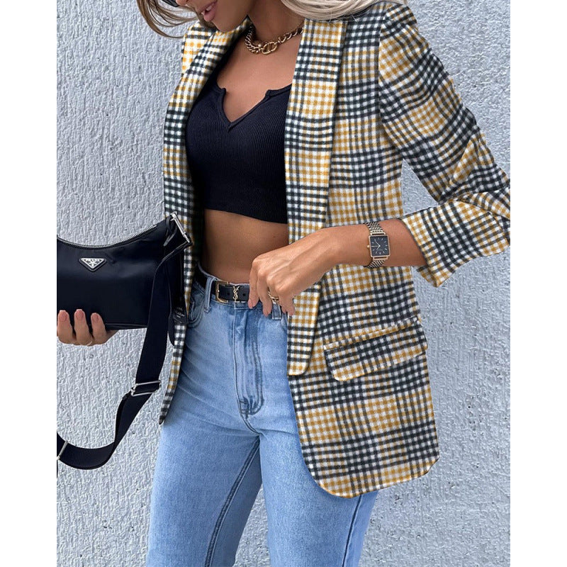 e-commerce independent site,  autumn/winter new arrivals, long-sleeved fashionable and sexy printed blazer