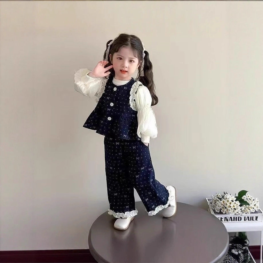 Girls' spring/autumn outfit set -  new stylish korean style three-piece luxury set for baby girls - autumn children's clothing