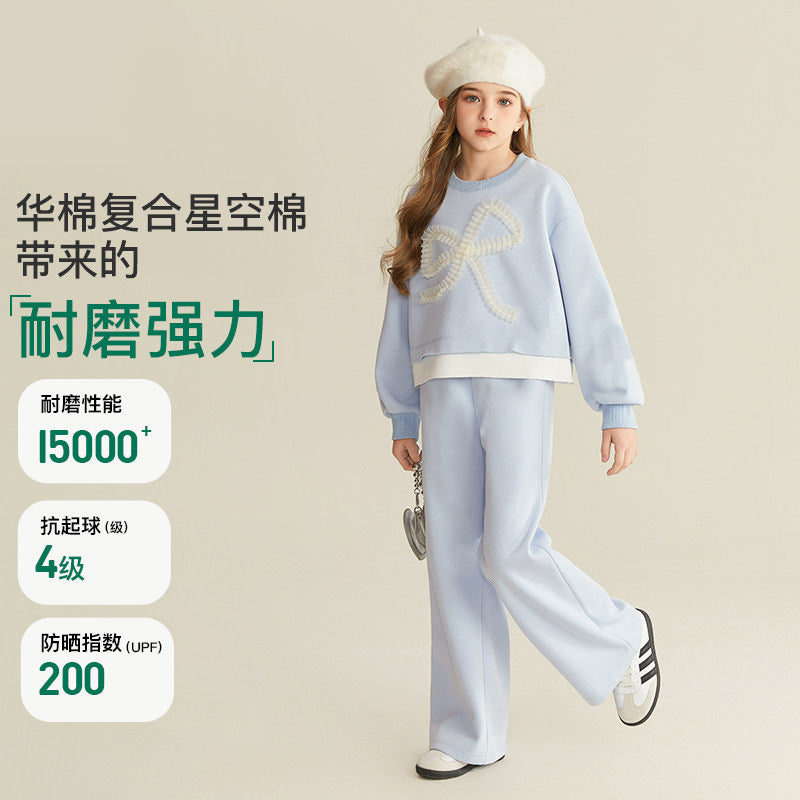 girls' spring tracksuit set - korean style casual two-piece outfit for kids and teens - trendy preppy look