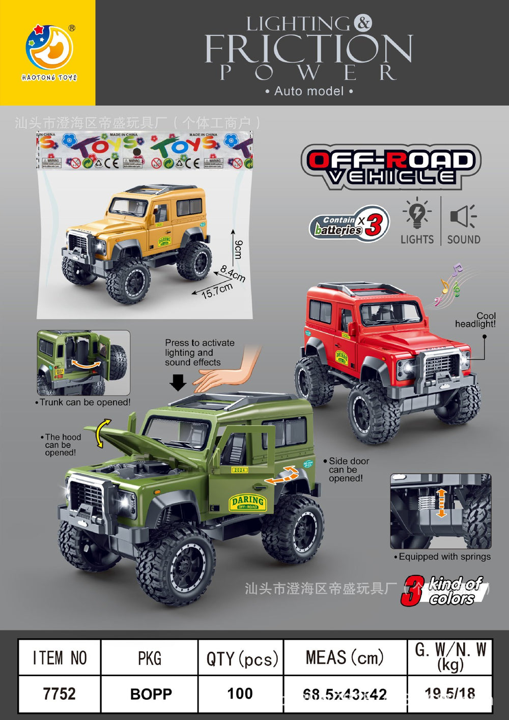 children's sound and light inertial toy car can open the door artificial ambulance police car off-road vehicle business vehicle model