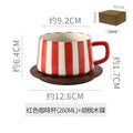 Instagram-worthy creative ceramic coffee mug set - premium striped design, perfect for office afternoon tea, exquisite latte art, and a thoughtful gift. includes mug and saucer