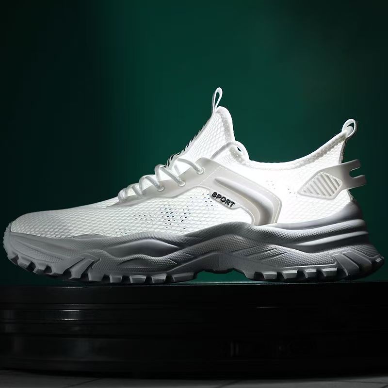 2025 new winter breathable men's shoes - lightweight, thin mesh sneakers with hollowed-out design - white student athletic shoes for men