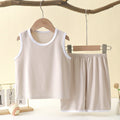 Kids' tank top set - lightweight modal loungewear for boys - sleeveless air conditioning suit - baby ice silk pajamas - summer boys' outfit