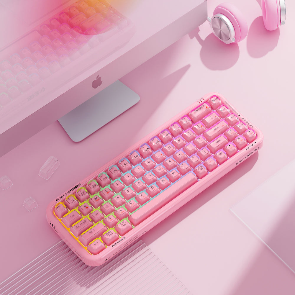 Moffii skyscraper 711 translucent three-mode bluetooth keyboard liquid foundation high-looking rgb girls office wireless