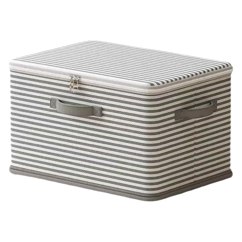 Non-woven fabric with lid clothing storage box household folding storage box striped storage box wardrobe storage zipper box