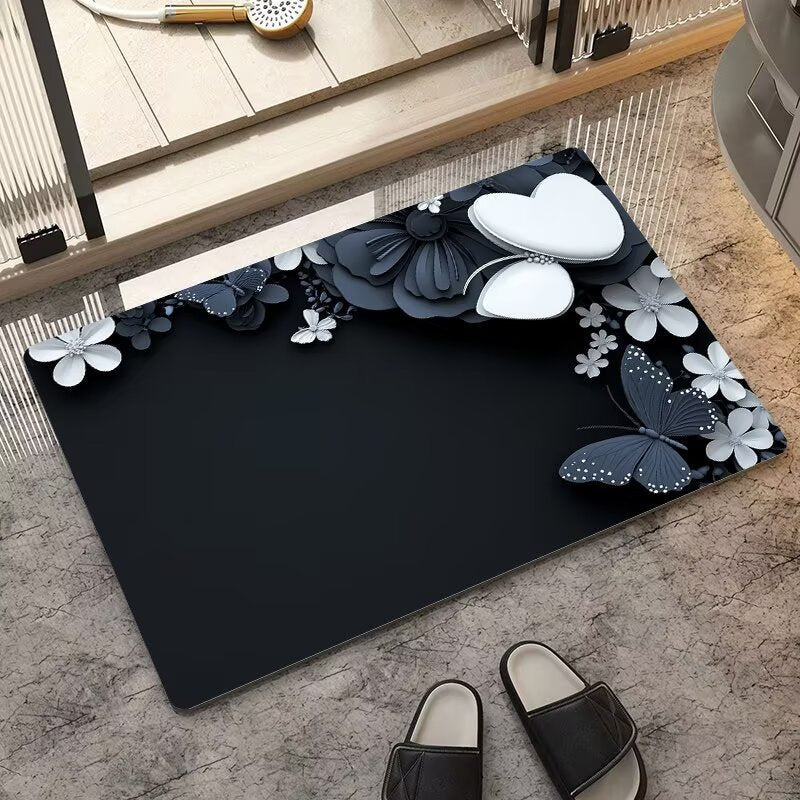 stereo butterfly soft diatom mud kitchen floor mat bathroom door absorbent quick-drying mat non-slip mat bathroom carpet