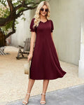 spring/summer cross-border fashion: european & american  style - flowy, casual, bubble short sleeve flared hem dress